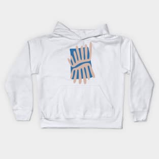 Leaves Matisse Inspired Abstract in Blue and Sand Kids Hoodie